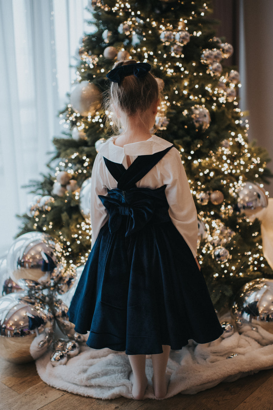 Kaya Navy Velvet Pinafore Dress