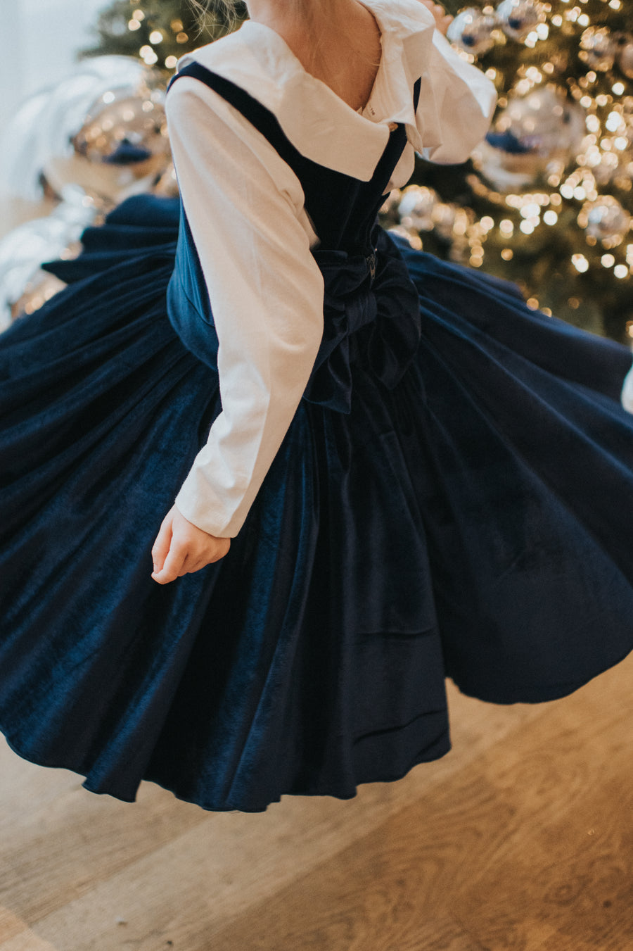 Kaya Navy Velvet Pinafore Dress